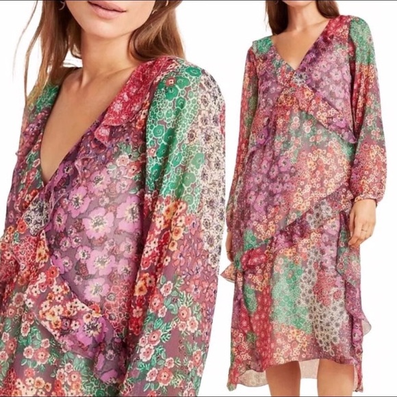 Anthropologie Maeve Sirena Ruffle Midi Dress Ditsy Floral Women's Medium Boho - Picture 1 of 14
